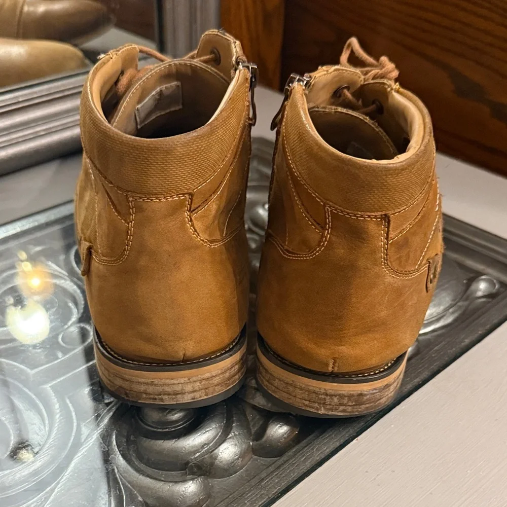 Steve Madden 16 Men’s Dark Tan Jotter Tan Leather Combat Boots
